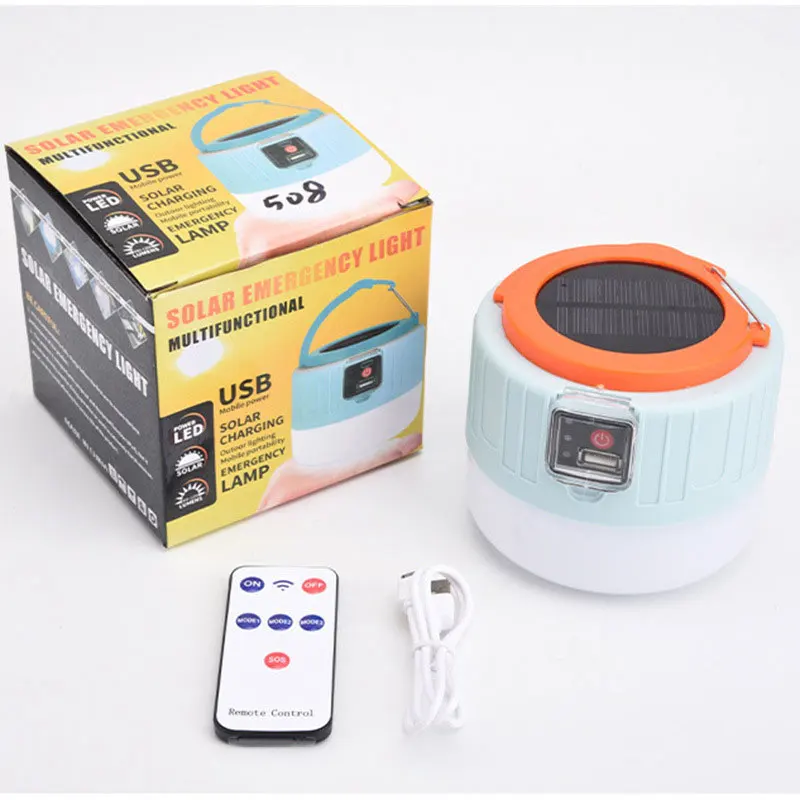 Solar LED Camping Lamp USB Rechargeable Outdoor Tent Lights Portable Emergency Lantern