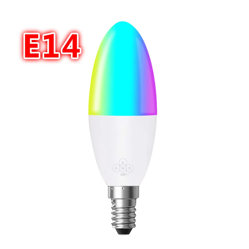 Смарт WiFi Свеча лампа E14/E27 RGB лампа поддержка Alexa/Google Home/IFTTT смарт-динамик Голосовое управление 6 Вт светодиодные лампы украшения - Комплект: E14