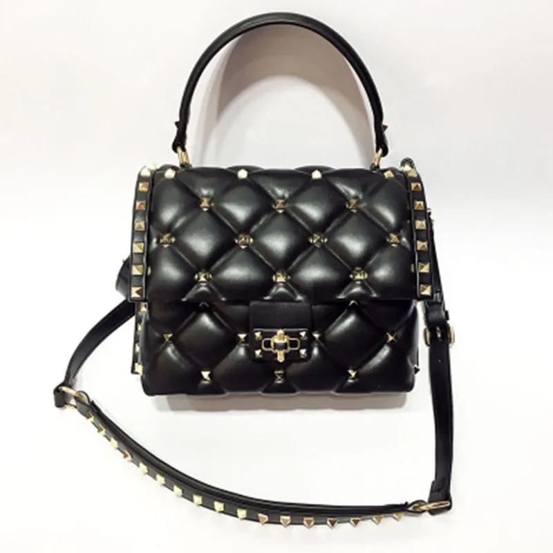 

Famous Designer High Quality Women Purse and Handbags Fashion Rivet Diamond Lattice Shoulder Messenger Bags Channels Louis Bags