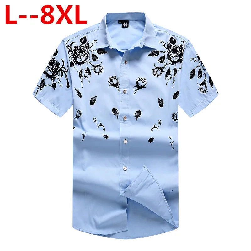 8XL 6XL 5X Mens Hawaiian Shirt 2020 Brand New Floral Short Sleeve Men Beach Party Casual Dress Shirts Man Camisa Masculina | Мужская