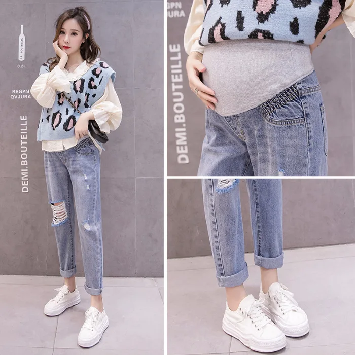 

Pregnant Women Pants Maternity Jeans Dad Pants Spring And Autumn Outer Wear Maternity Clothes Autumn And Winter Wide-Leg Harem T