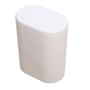 

Plastic Narrow Type Kitchen Trash Can Toilet Press Type Waste Bin Dustbin Bathroom Trash Bin Basket Garbage Bucket White