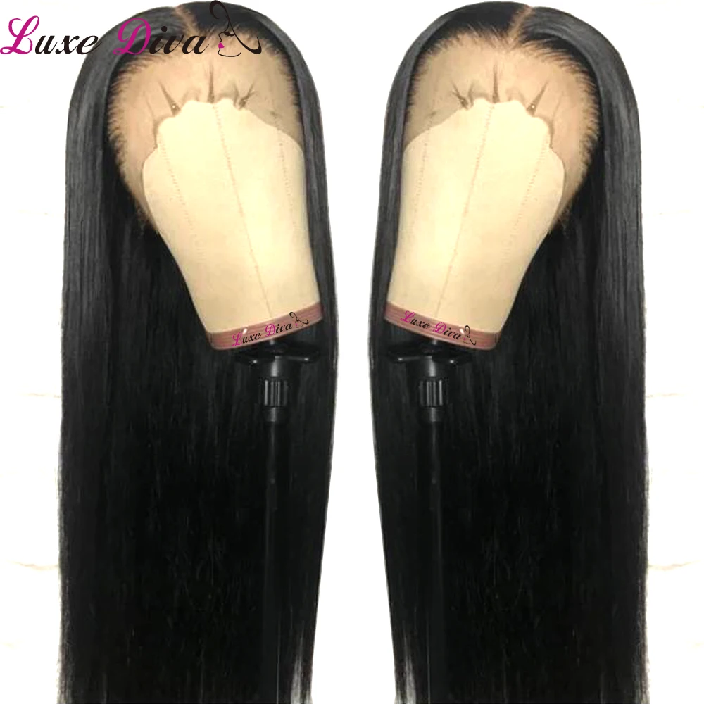 Luxediva 13x4 парики из натуральных волос на кружеве, предварительно выщипанные бразильские прямые парики на кружеве, не Реми, средний коэффициент