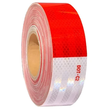 

2 Inch x 150 Feet Reflective Safety Tape DOT-C2 Waterproof Red and White Adhesive Tape for Trailer Outdoor Cars Trucks
