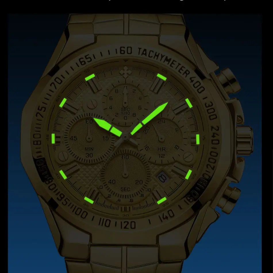 Fashion Sport Chronograph Watch For Man 2023 WWOOR Top Brand Luxury Gold Quartz Watch Men Stainless Steel Waterproof Wrist Watch