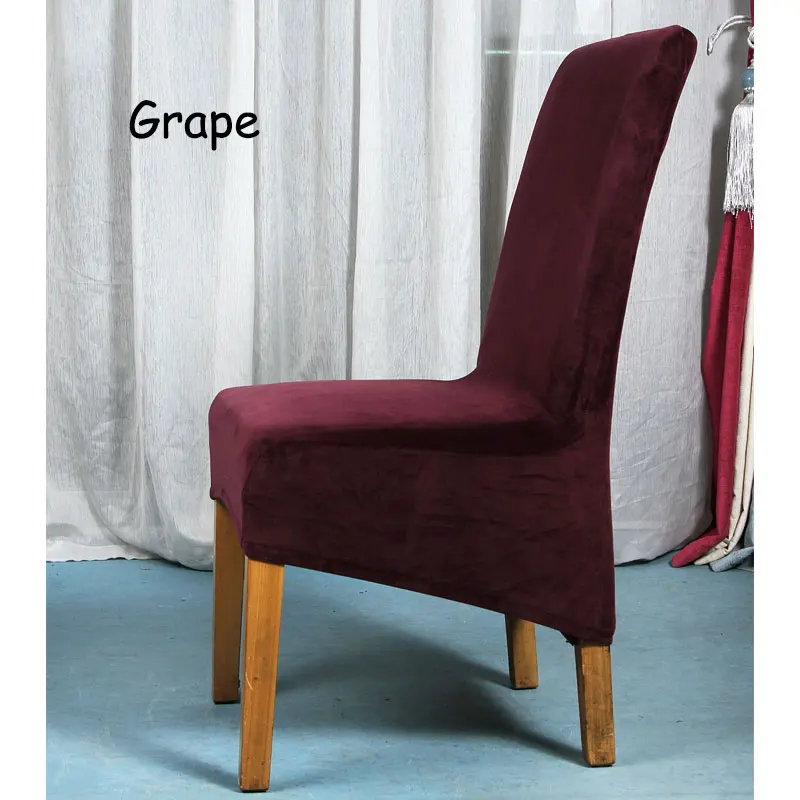 XL размера плюс бархат стрейч длинная спинка высокий стул чехол чистый цвет сиденье slipcover обеденный стул протектор номер чехол для кресла - Цвет: Grape