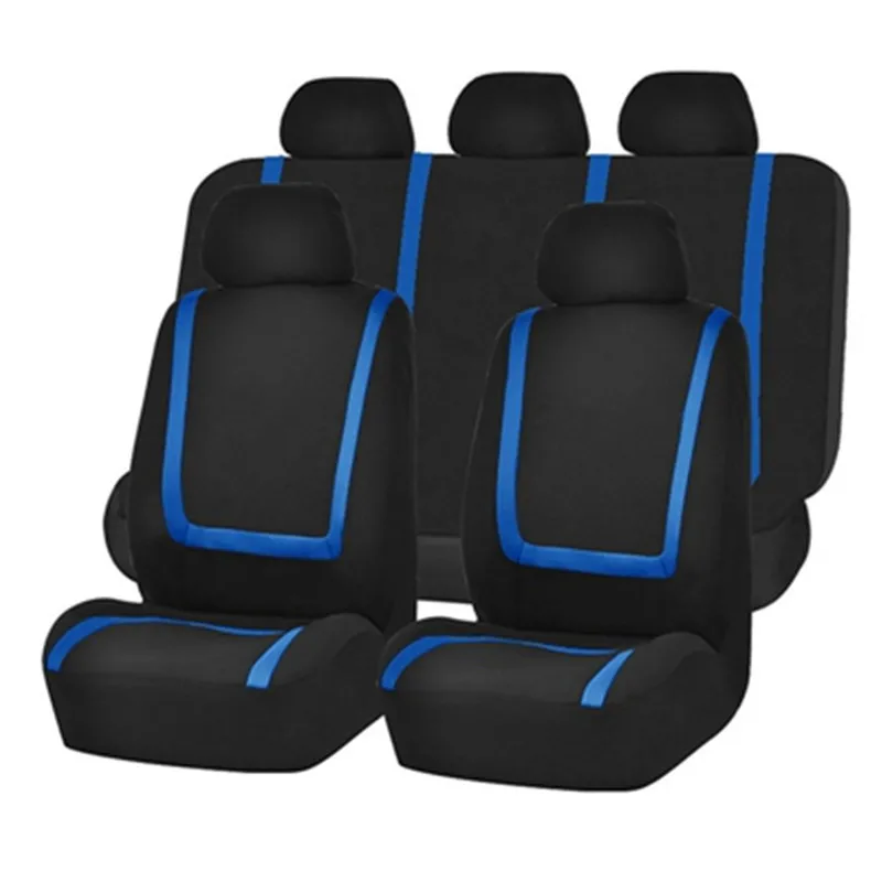 Blue 9-piece set Полный набор чехлов для автомобильных сидений, чехлы для задних передних сидений, Защитные чехлы для большинства автомобильных сидений, аксессуары для салона автомобиля - Название цвета: Blue 9-piece set