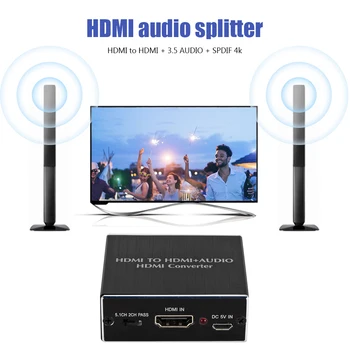 

HDMI Adapter Converter HDMI to SPDIF+3.5mm Stereo Audio Extractor Converter HDMI Audio Splitter USB Cable Adapter