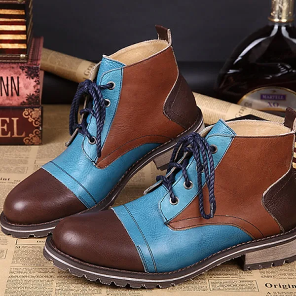 

Messi Martin Boots Retro Men's Short Boots Tooling Men's Desert Tide Shoes Tenis Men's Cow Leather Pointed Toe Ankle Zip