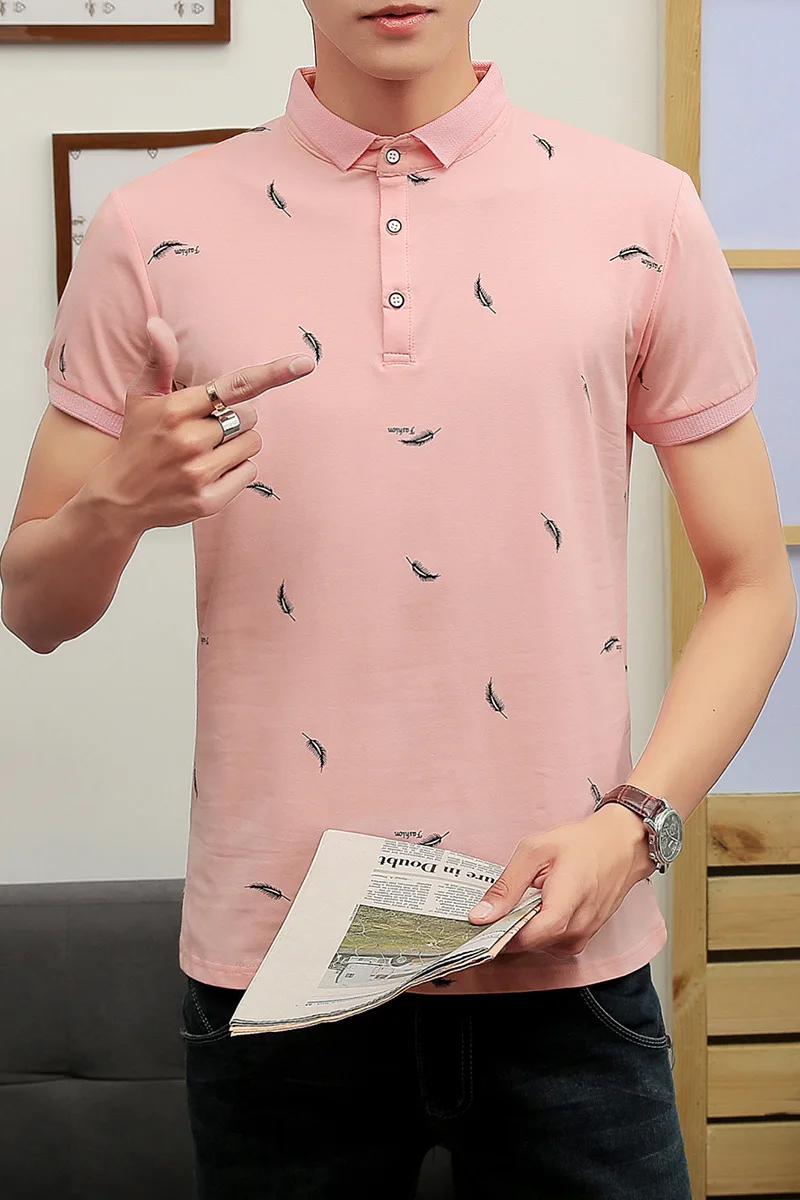 Корейский отложной воротник футболка с коротким рукавом - Цвет: Pink