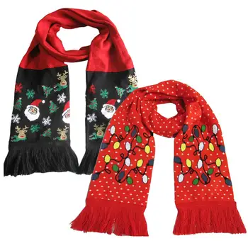 

NEW Luminous Scarf Warm Knit Tassel Scarf for Christmas Decoration Gifts Light Up Knitted Hat for Kid Adult For Christmas Party