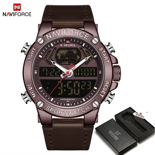 CECEDBNBOX NAVIFORCE новые мужские часы Топ люксовый бренд кожа водонепроницаемые мужские спортивные часы кварцевые аналоговые цифровые часы мужские Relogio Masculino - Цвет: CECEDBNBOX