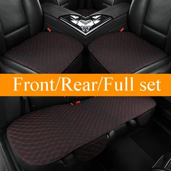 

Flax Fabric Car Seat Cover Four Seasons Front / Rear / Full Set Breathable Linen Car Seat Cushion Protector Mat Pad Auto