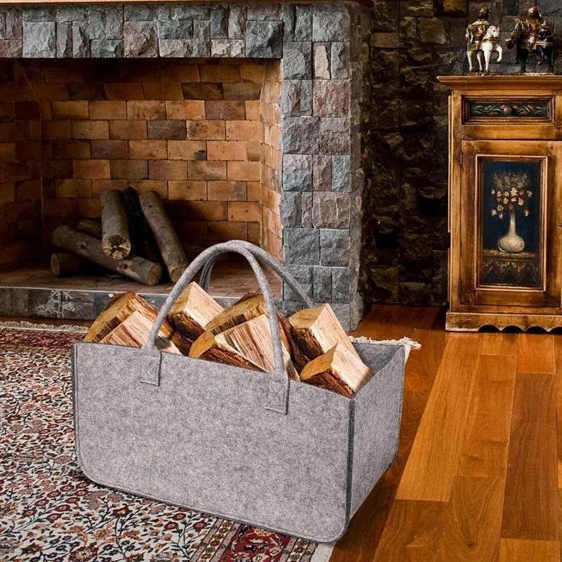 Firewood Fireplace Carrier Logs Holder Large Capacity Shopping Bag Felt  Sturdy Bag Newspaper Stalls Basket Organizer - AliExpress