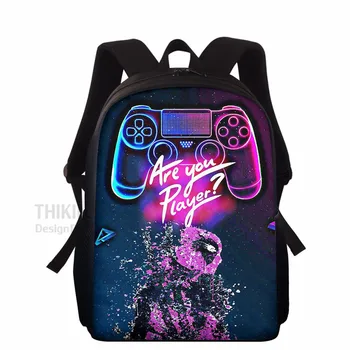 

THIKIN Mochila Gamer Zone Rucksack Kids Bookbag Backpack 3D Gamer Player Print School Bags For Boys Girls Cool Student Backpacks