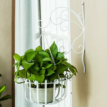 

Bracket + Flower Basket Wrought Iron Wall Hanging Flower Stand Set Wall Hanger Bracket With Expansion Screw