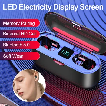 

Wireless Earphones TWS 5.0 Bluetooth Earphone HiFi Stereo Noise Canceling Headset LED Power Display Waterproof Wireless Earbuds