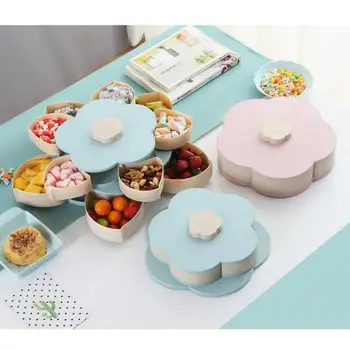 

Creative Single/Double-layer Rotating Candy Box Nuts Snack Storage for Home Living Room Party Wedding Rotating Candy Plate