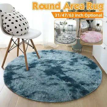 

160cm Gradient Solid Carpet Thicker Rugs Non-slip Round Mat Bathroom Area rug for living room Soft Fluffy Child Bedroom Mats