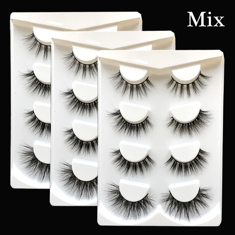 

New product 4pairs 3d mink lashes natural long Dramatic Volume Fake Lashes beauty mink fur eyelashes