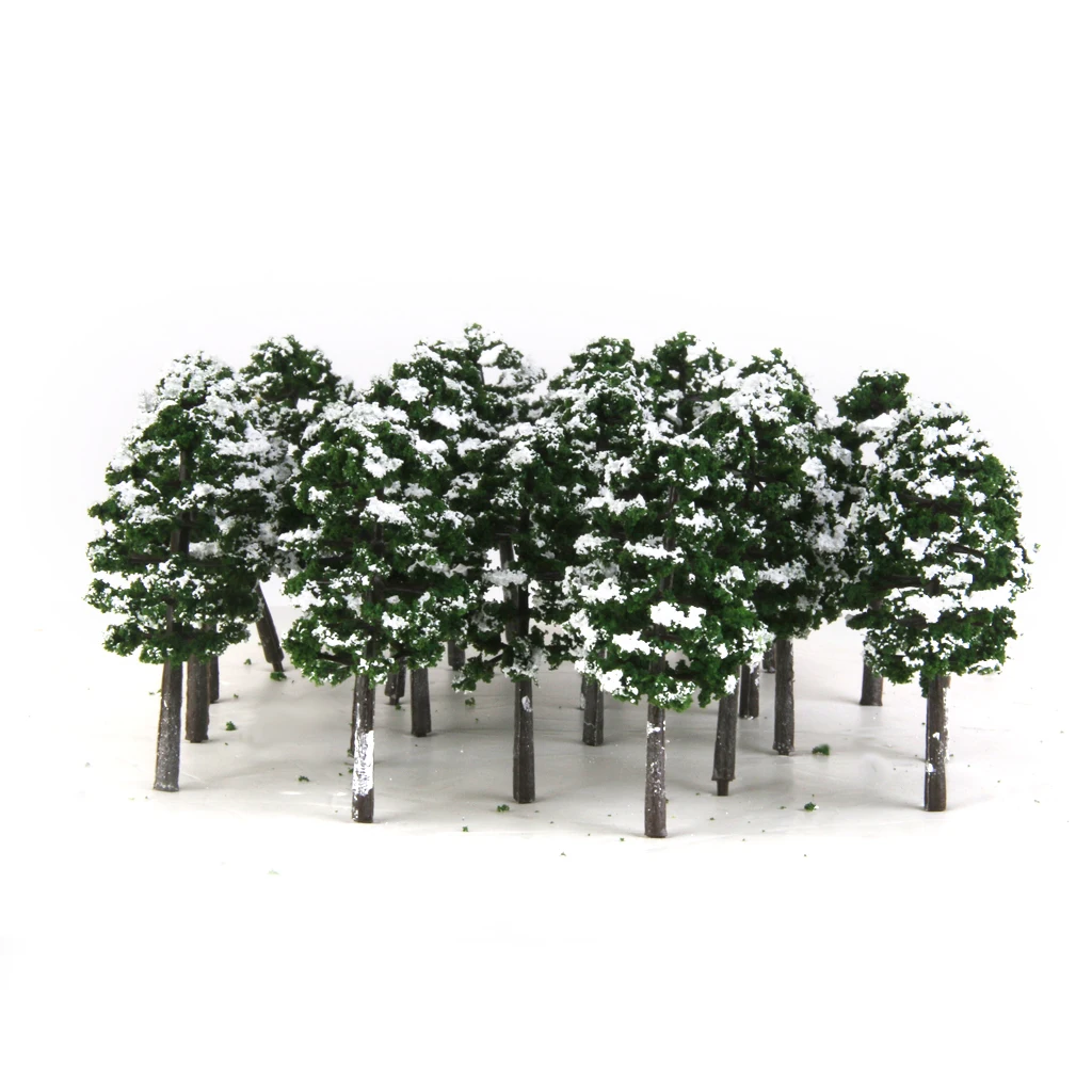 Pack of 20 Model Trees Railroad Snow Scenery 1:150 Deep Green