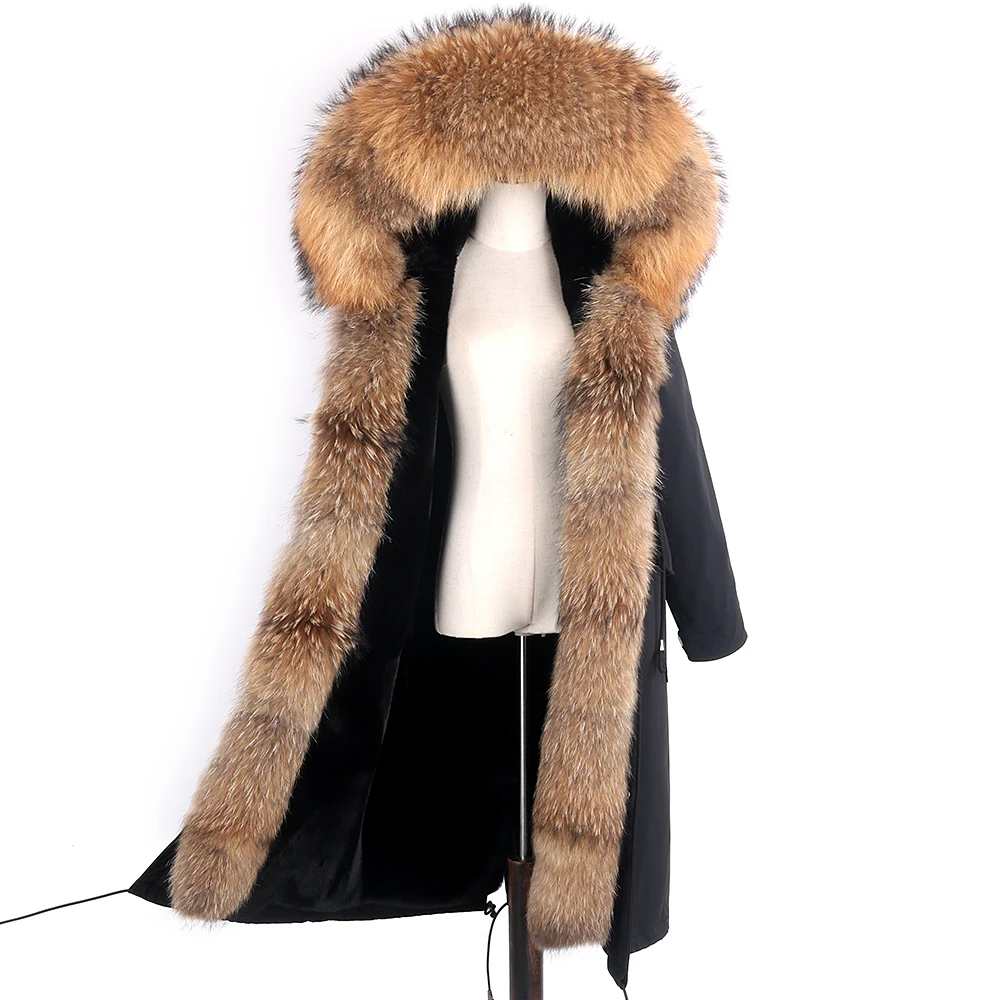 

2020 autumn and winter new fox fur coat over-the-knee style overcoming Women's coats women's slim warm jacket new waterproof