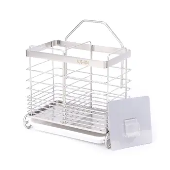 

Utensil Cutlery Holder Drainer Spoons Forks Two Slots Square Chopstick Cage Tool