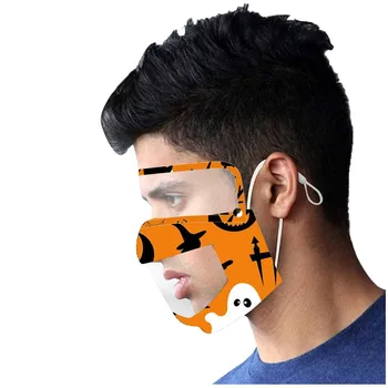 

5PCS Halloween Adult Masks With Clear Window And Eye Shield Reusable Face Cover Visible Expression Mouth Mask Masque Lavable