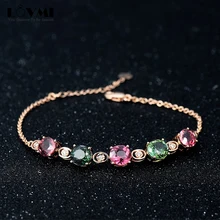 

Luxury Rose Golden Women Bracelet Ruby Emerald Gemstone Chain Adjustable Length Gift For Girlfriend Fine Jewelry Accessories