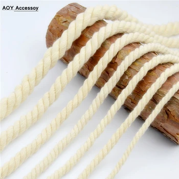 

100% Cotton Nature Beige Cords 3 Shares Twisted Thick Rope for Handmade DIY Craft Bag Coasters Accessories Home Decoration Cord