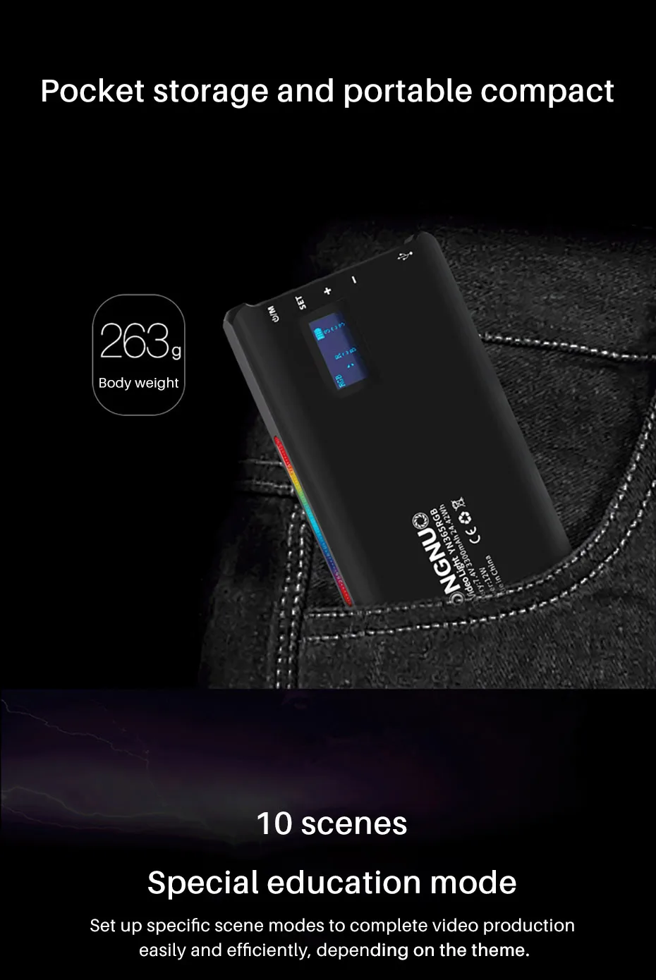 YONGNUO YN365 RGB светодиодный светильник на камеру светильник Карманный селфи светильник 2500 k-8500 k RGB 3300mAh фотографический светильник ing для tik tok youtube