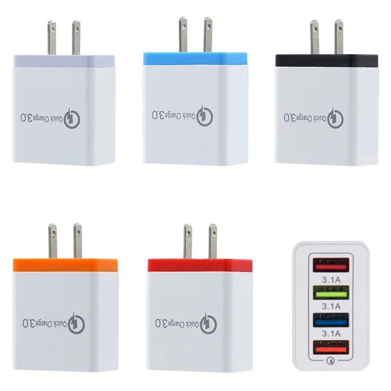 

US Plug Intelligent 4USB Mobile Phone Charger 5V3A Travel Charger for Samsung for Xiaomi for IPhone x for Huawei Adapter Charger