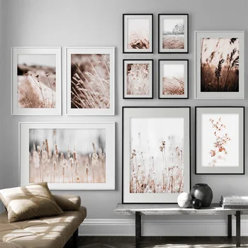 

Autumn Reed Grass Flower Plants Landscape Nordic Posters And Prints Wall Art Canvas Painting Wall Pictures For Living Room Decor