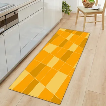 

Flannel Rectangular Carpet Kitchen Geometric Floor Mat Non-slip Absorbent Living Room Sofa Long Mats Restaurant Sponge Rug
