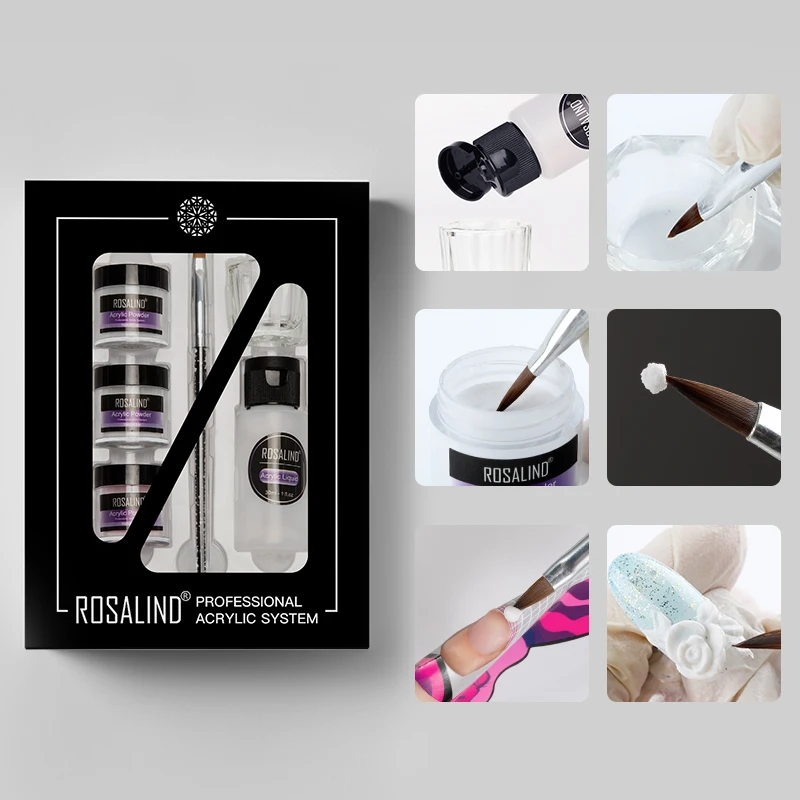 10g-6pcs-Set 1 Полигель ROSALIND для наращивания ногтей, акриловый набор пудры для вырезания кристаллов, инструменты для создания пудры, маникюрный набор, акриловый набор для ногтей - Цвет: 10g-6pcs-Set 1