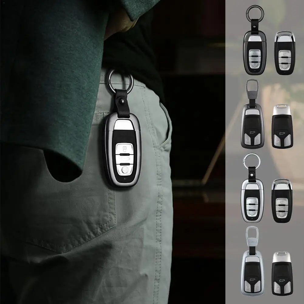 Key COVER Aluminum Alloy Smart Remote Key Case Keychain Scratches And Damage Car Accessories For Audi Q5 Q7 A4L A6L R38