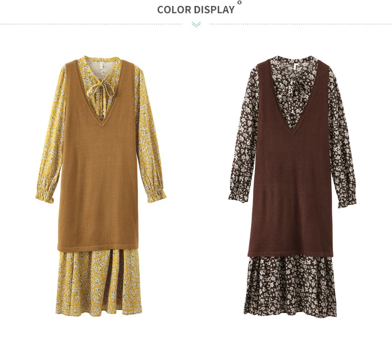 INMAN 2020 Autumn New Arrival Artsy Style Long Vest Flora Print Dress Suit