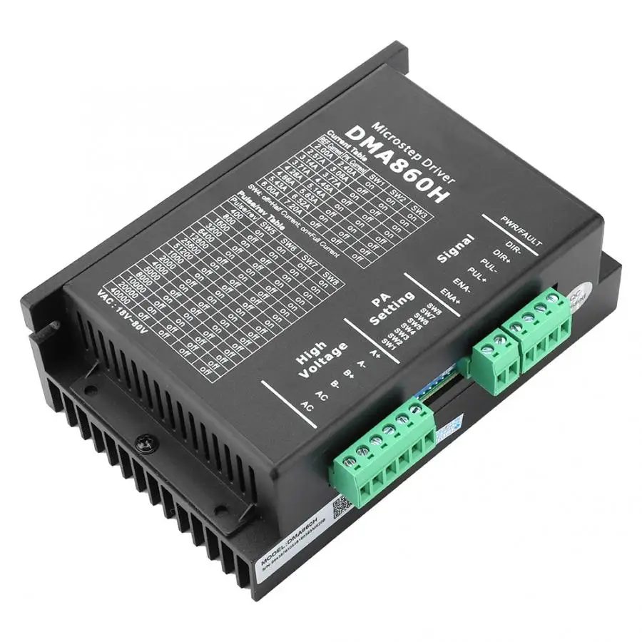 

DMA860H Stepper Motor Driver Optically Isolated Signal Input 18-80VAC for 4/6/8 Wire Two-Phase