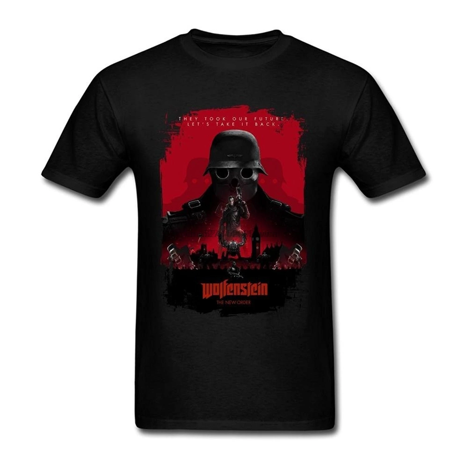 Wolfenstein новый порядок игры постер футболка для Для мужчин wo | Мужская одежда