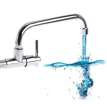 

Kitchen Basin Faucet Wall Mounted Single Cold Water Tap Crosswise Chrome Plated