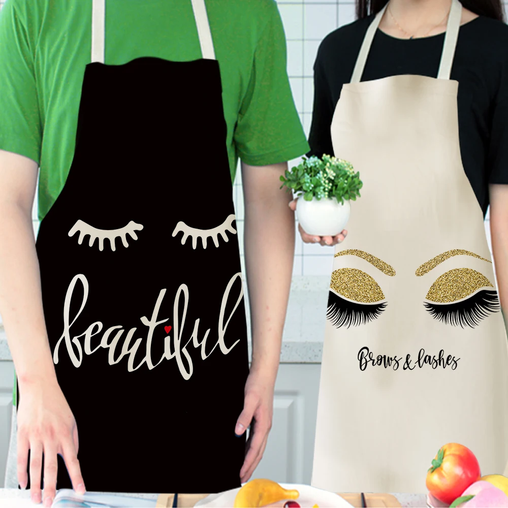 Silstar Tex Beautiful Eyelashes Aprons Women Apron Clean Linen Home Kitchen Barber Hairstylist Cooking Adults Kid