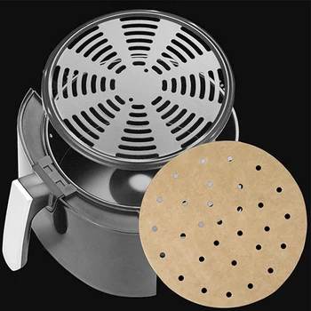 

100PCS 6.5/7/7.5/8/8.5/9/10 Inch Bamboo Steamer Paper Liner Perforated Fryer Liners Non-Stick BBQ Accessories FP8