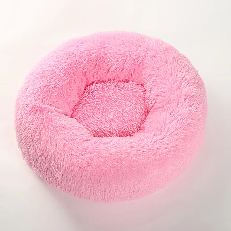 Кровати для кошек, круглый коврик для кошачьего туалета, нескользящий коврик для домашних животных, теплый коврик для сна для собак на осень и зиму, кровати для маленьких собак - Цвет: pink