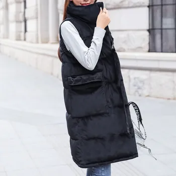 

Women's Down Coat Solid Women's Blend Coat pockets Jacket Slim Coats casual Button Winter Parka Coat Vest piumini donna L926