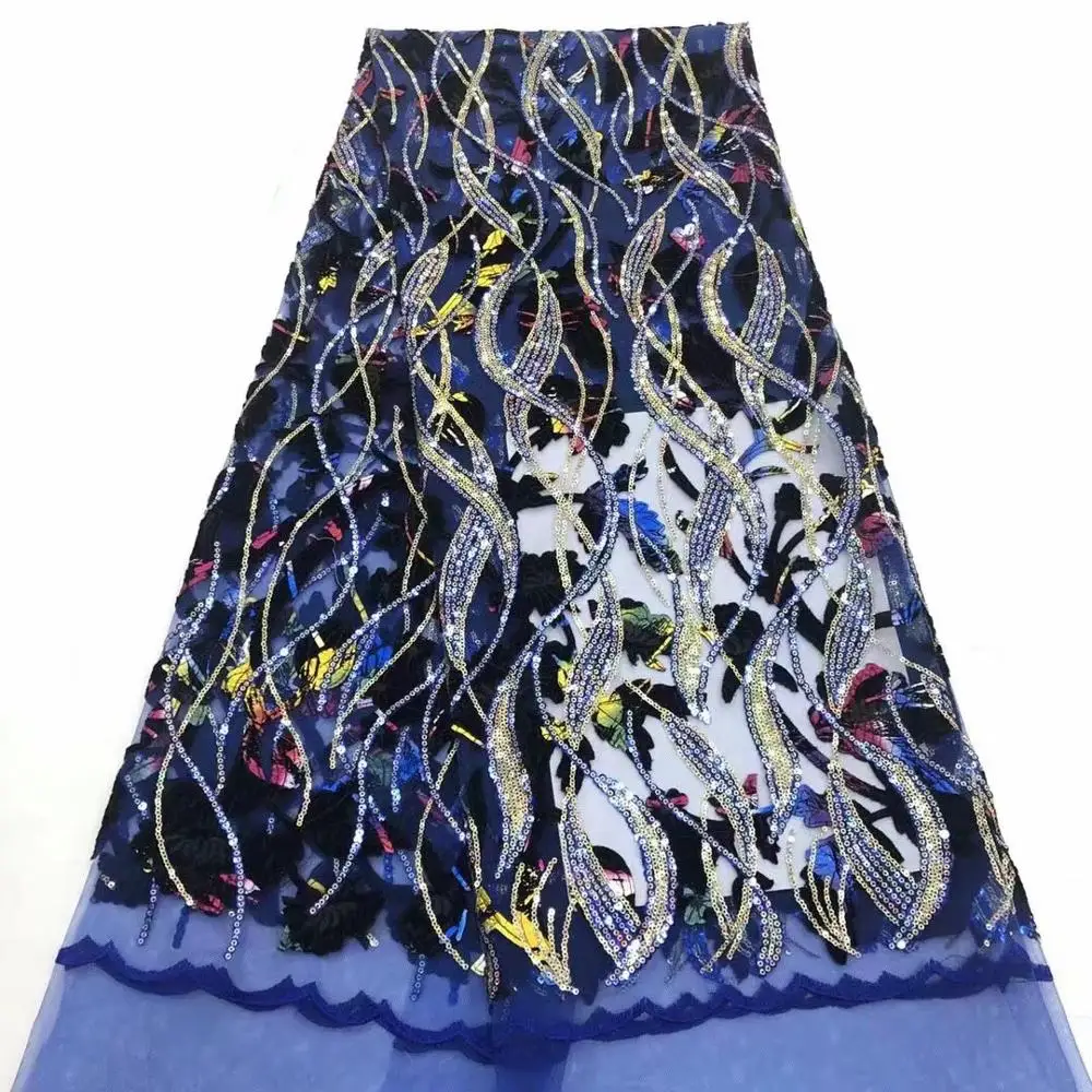 

French lace fabric 5yds/pce colorful shiny sequins embroidery mesh fabrics women gorgeous big swiss lagos party asoebi bella