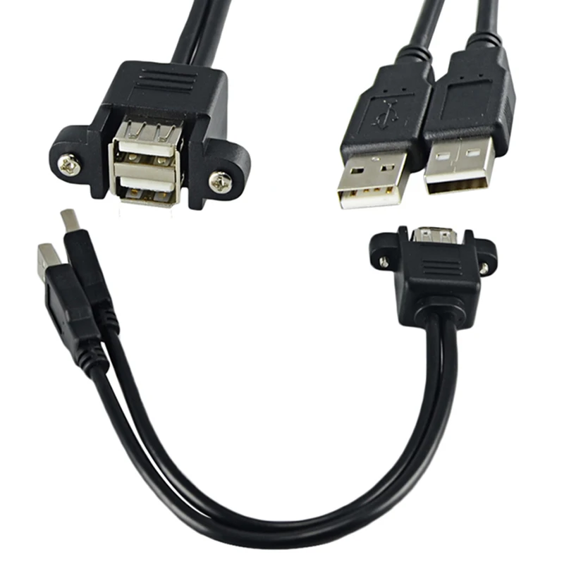 Двойной USB 2,0 удлинитель с резьбовым отверстием портативные аксессуары для домашнего офиса HSJ-19