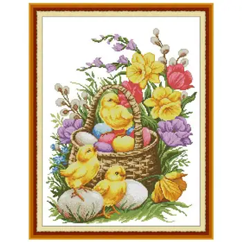 

Chickens and flowers animals painting counted 11CT 14CT DIY kit wholesale Cross Stitch embroidery needlework Sets home decor