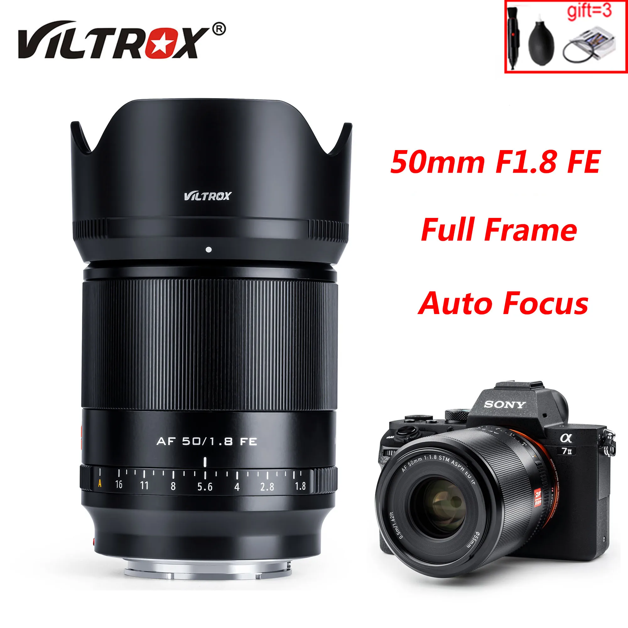 Viltrox 50Mm F1.8 Fe Messa A Fuoco Automatica Af Full Frame Prime Obiettivi Per Ritratto A Grande Apertura Per Fotocamera Sony E Fe