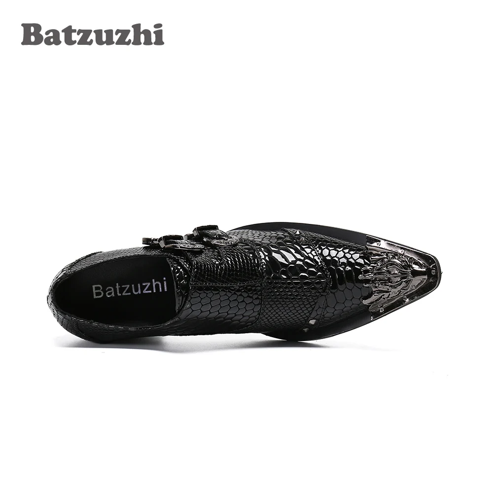 Batzuzhi Luxury Handmade Men Shoes Black Genuine Leather Dress Shoes Chaussure Homme Luxury Male Formal Party Flats Shoes,US6-12