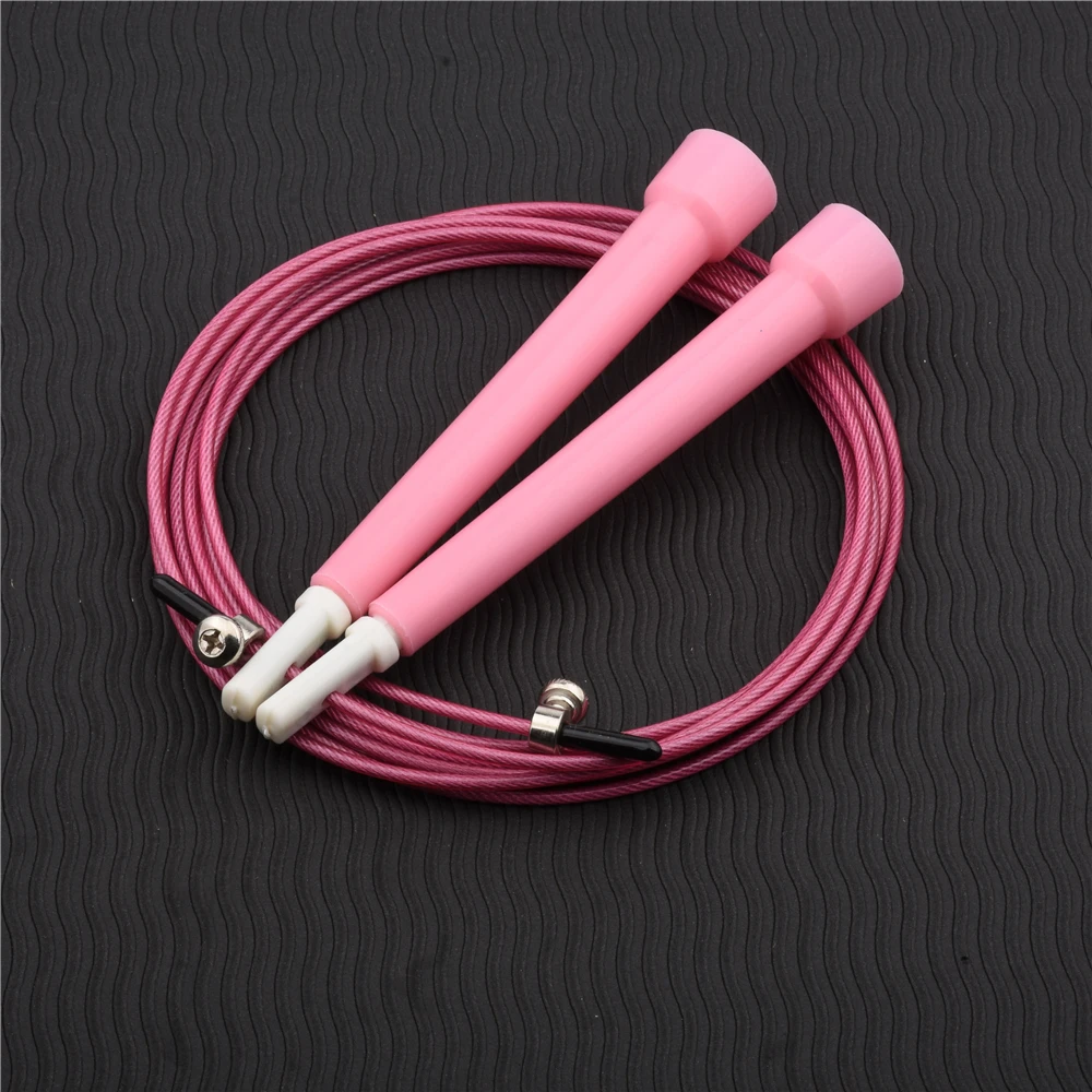 Pink Сталь Скакалка для кроссфита Регулируемая жильный кабель скакалки Для мужчин Для женщин Fitnesss Equimp Для мужчин футболка тренировки для сцен из бокса и смешанных боевых искусств - Цвет: Pink